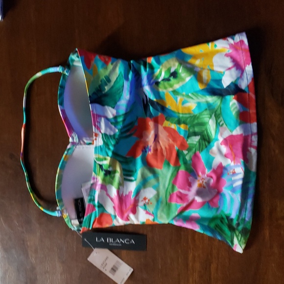 NWT La Blanca Tropea Breeze Bandeau Floral Tankini Top Sz 4 - Picture 6 of 6
